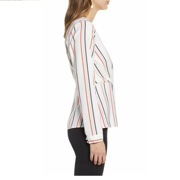 1901 Women's Surplice V-neck Tie Waist Top | Size - Medium | Ivory - Picture 3 of 3